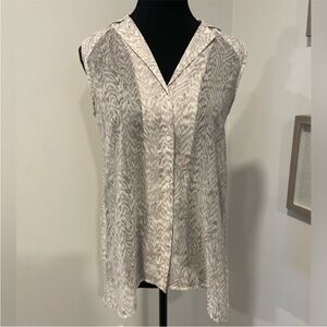 H&M Sheer Button-Up Patterned Blouse EUC